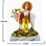 krishna with cow idol/ lord krishna statue 7 inch (multicolor)