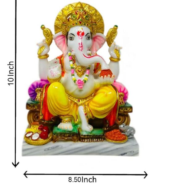 ganesha thali idol | marble dust ganpati statue | murti for pooja room | idols home decor (multicolor, 11 inch)