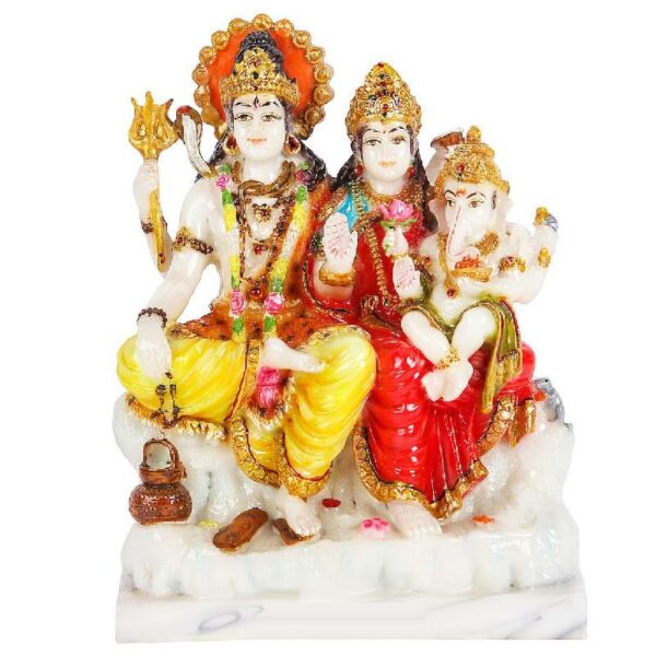 shiv parivar marble dust statue/ shiva family idol, 7.5 inches (multicolor)