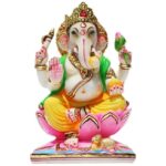 lord ganesha statue/ ganpati idol/ vinayak murti, multicolor, 9 inches (marble dust)