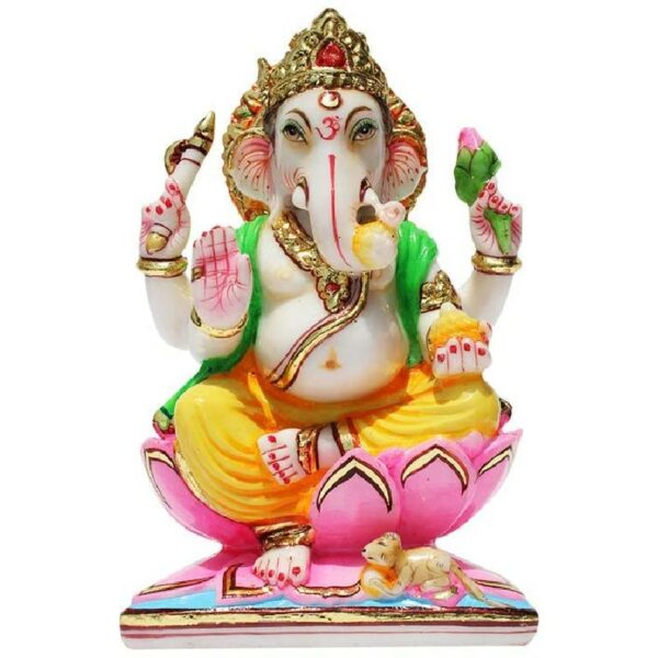 lord ganesha statue/ ganpati idol/ vinayak murti, multicolor, 9 inches (marble dust)