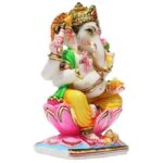 lord ganesha statue/ ganpati idol/ vinayak murti, multicolor, 9 inches (marble dust)