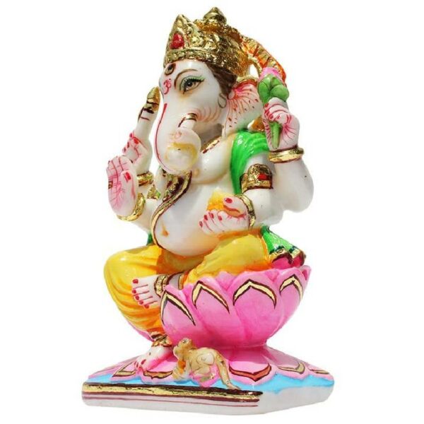 lord ganesha statue/ ganpati idol/ vinayak murti, multicolor, 9 inches (marble dust)