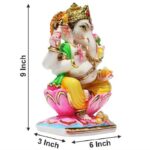 lord ganesha statue/ ganpati idol/ vinayak murti, multicolor, 9 inches (marble dust)