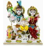 shiv parivar idol/ shiva family statue, multicolor, 13 inches (composite marble)