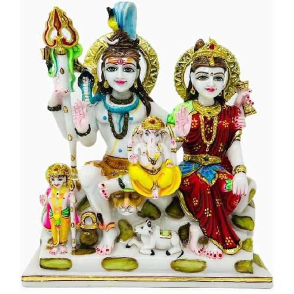 shiv parivar idol/ shiva family statue, multicolor, 13 inches (composite marble)