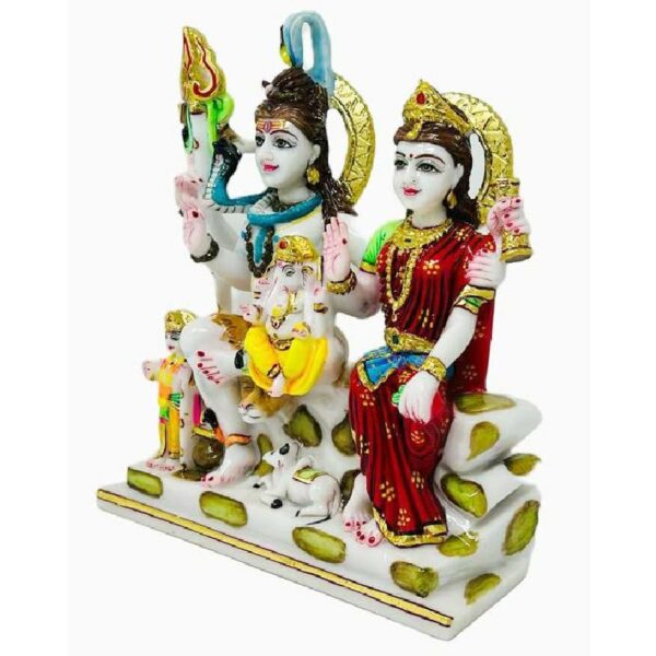 shiv parivar idol/ shiva family statue, multicolor, 13 inches (composite marble)