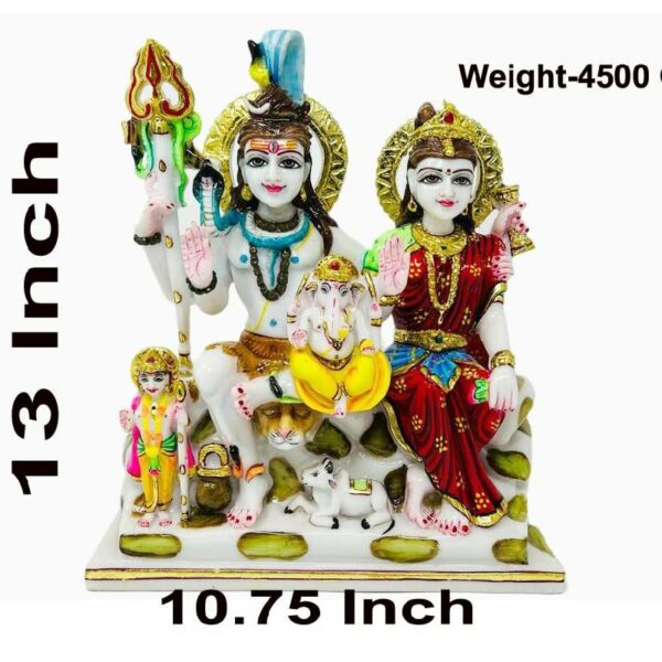 shiv parivar idol/ shiva family statue, multicolor, 13 inches (composite marble)