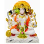 hanuman panchmukhi marble dust idol/ panchmukhi hanuman statue, 8 inches, multicolor