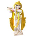 krishna marble dust gold idol/ lord kriahna statue (multicolor) 14 inch