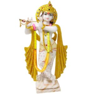 krishna marble dust gold idol/ lord kriahna statue (multicolor) 14 inch