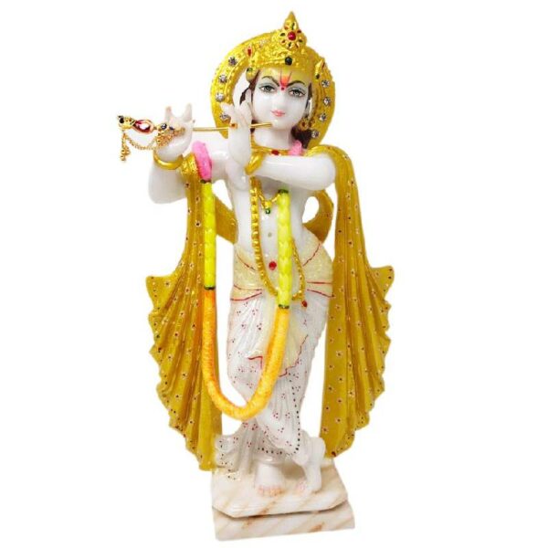 krishna marble dust gold idol/ lord kriahna statue (multicolor) 14 inch