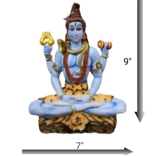 shiva marble dust idol/ dhyan shiva statue, blue color, 8 inches