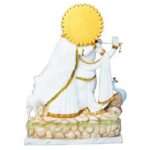 radha krishna marble dust idol/ radhey shyam idol, white & gold, 18 inches