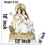 radha krishna marble dust idol/ radhey shyam idol, white & gold, 18 inches