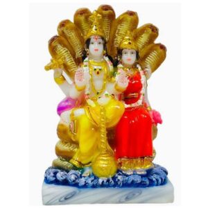 marble dust laxmi vishnu statue/ vishnu lakshmi idol 5.50 inch (multicolor)